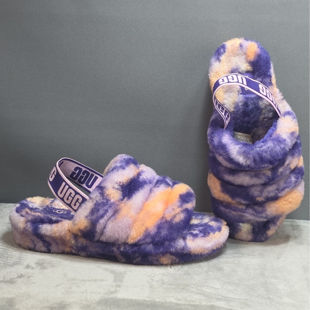 UGG Fluff Yeah Violet Marble Slide Slipper Women's US size 8